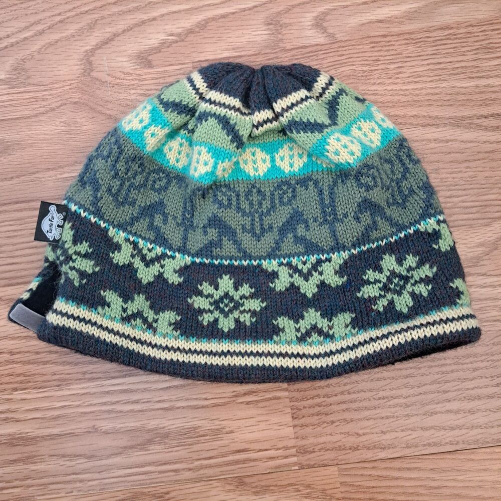 Turtle Fur Winter Lined Beanie Blue Green